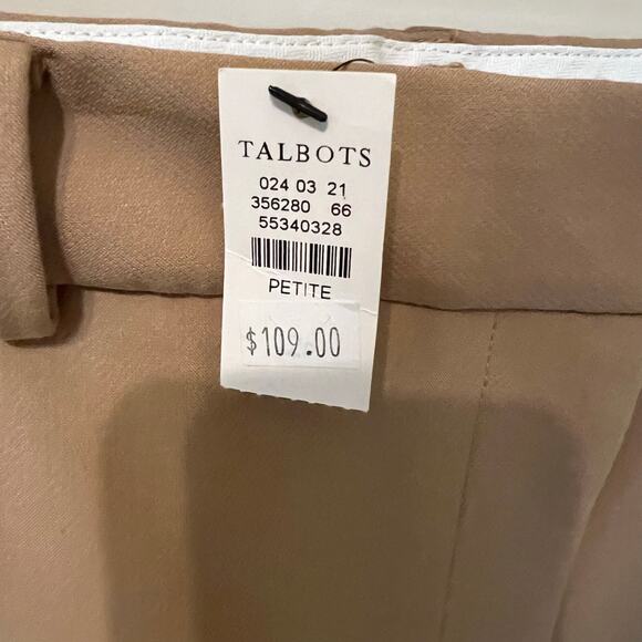 Talbots Tan Dress Pants NWT Women's Size 12 Petite Office Siren Corpcore NEW - Picture 2 of 5